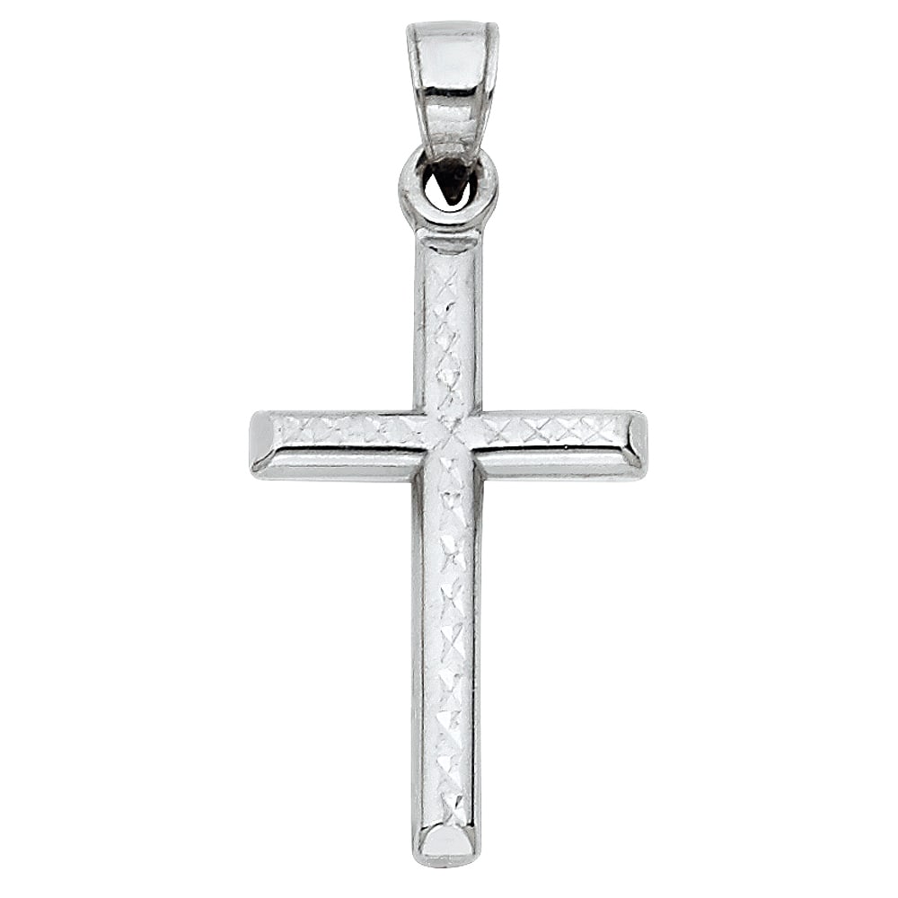 14KW CROSS PENDANT: 14KW Cross Pendant Type: Pendant Material Type: 14k Gold Material Color: White Avg. Weight: 0.72 Gr. Size: Height : 25 mm,Width : 16 mm Accessories: None Notice: When purchasing pre-owned