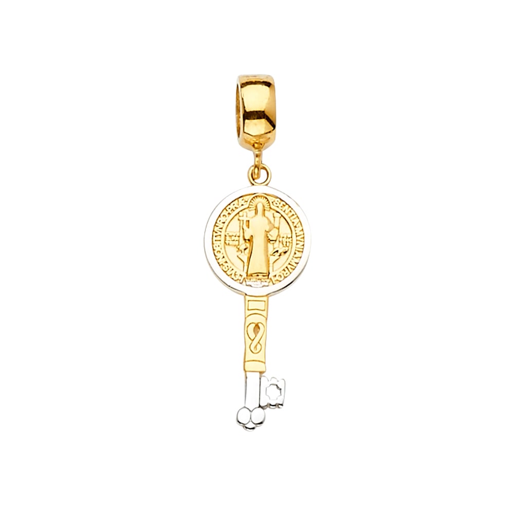 14K 2T SAN BENITO CHARM FOR MIX&MATCH BRACELET: 14K 2T San Benito Charm for Mix&Match Bracelet Type: Pendant Material Type: 14k Gold Material Color: Two Tone Avg. Weight: 1.56 Gr. Size: Height : 30 mm,Width : 9 mm Accessories: None Noti