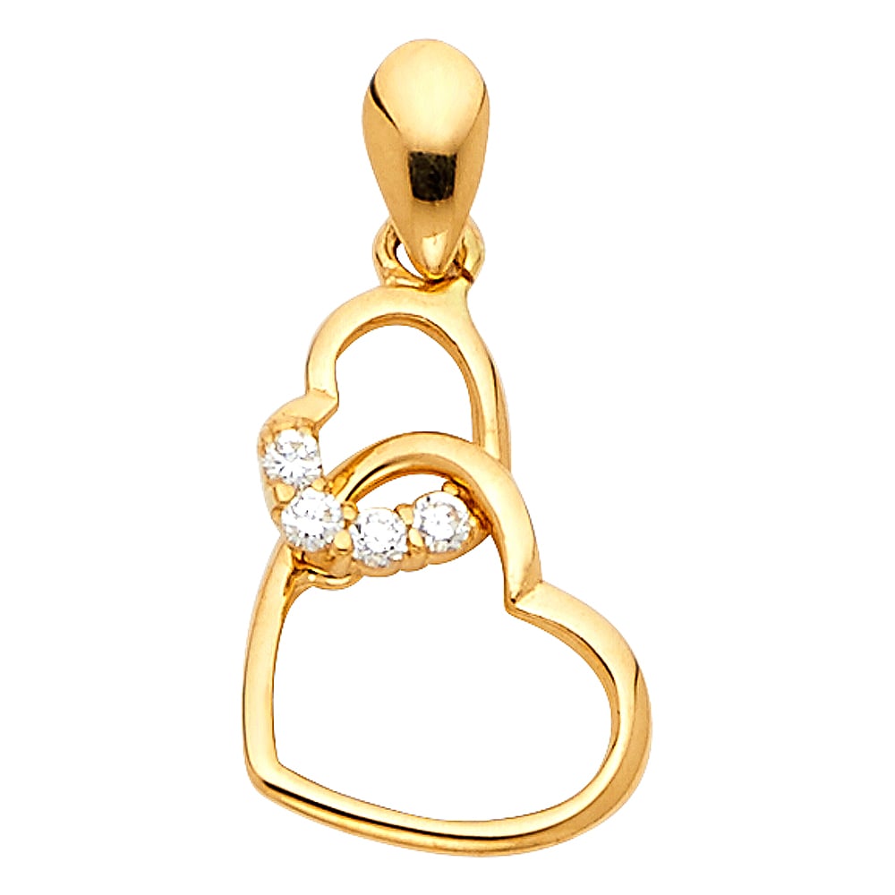 14KY CZ HEART PENDANT: 14KY CZ Heart Pendant Type: Pendant Material Type: 14k Gold Material Color: Yellow Avg. Weight: 0.48 Gr. Size: Height : 16 mm,Width : 10 mm Accessories: None Notice: When purchasing pre-owned goods,