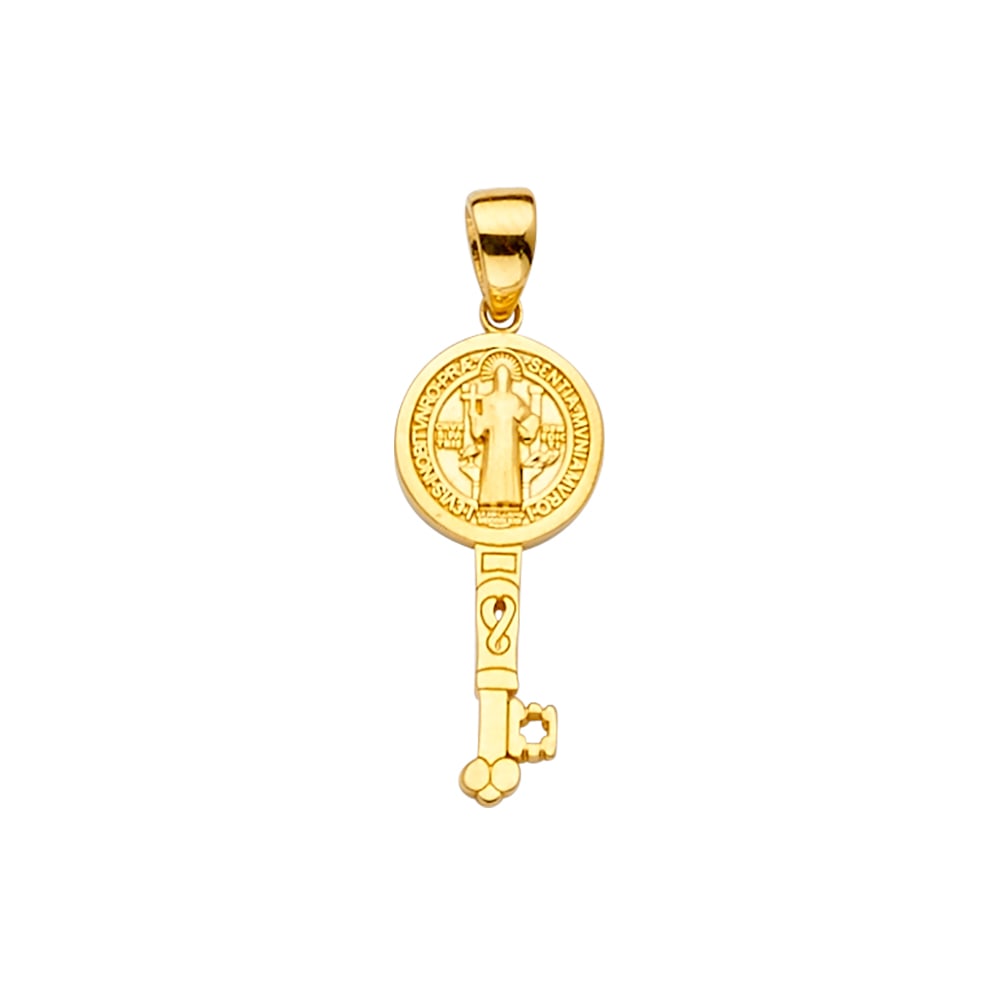 14KY SAN BENITO KEY PENDANT: 14KY San Benito Key Pendant Type: Pendant Material Type: 14k Gold Material Color: Yellow Avg. Weight: 1.37 Gr. Size: Height : 25 mm,Width : 8 mm Accessories: None Notice: When purchasing pre-owned
