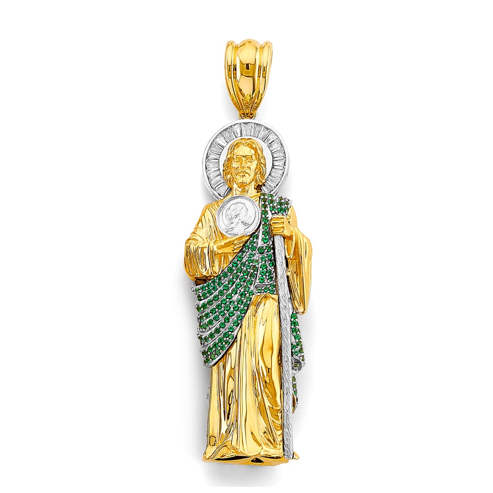 14K 2T CZ ST. JUDE THADDUES 3D PENDANT (1 of 4)