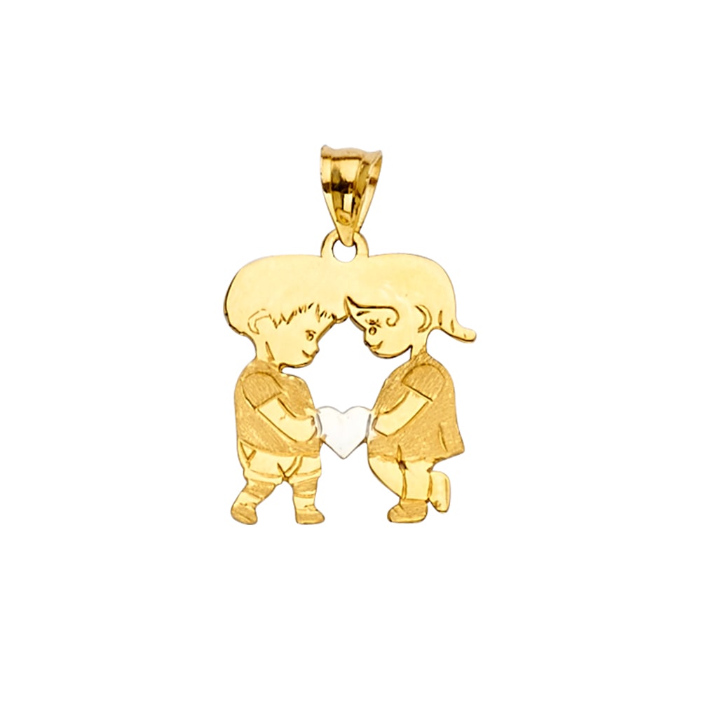 14KY BOY & GIRL PENDANT: 14KY Boy & Girl Pendant Type: Pendant Material Type: 14k Gold Material Color: Yellow Avg. Weight: 1.21 Gr. Size: Height : 22 mm Width : 14 mm Accessories: None Notice: When purchasing pre-