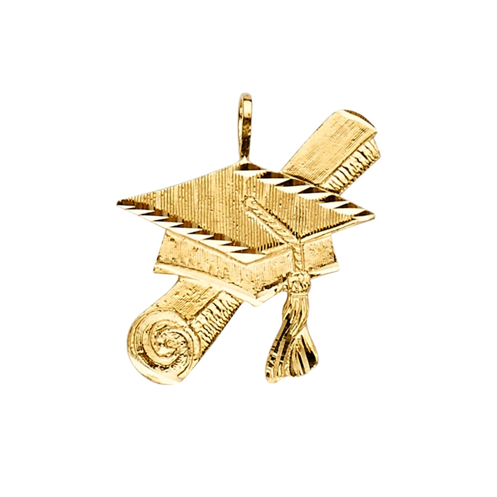 14KY GRADUATION PENDANT: 14KY Graduation Pendant Type: Pendant Material Type: 14k Gold Material Color: Yellow Avg. Weight: 1.93 Gr. Size: Height : 25 mm,Width : 22 mm Accessories: None Notice: When purchasing pre-