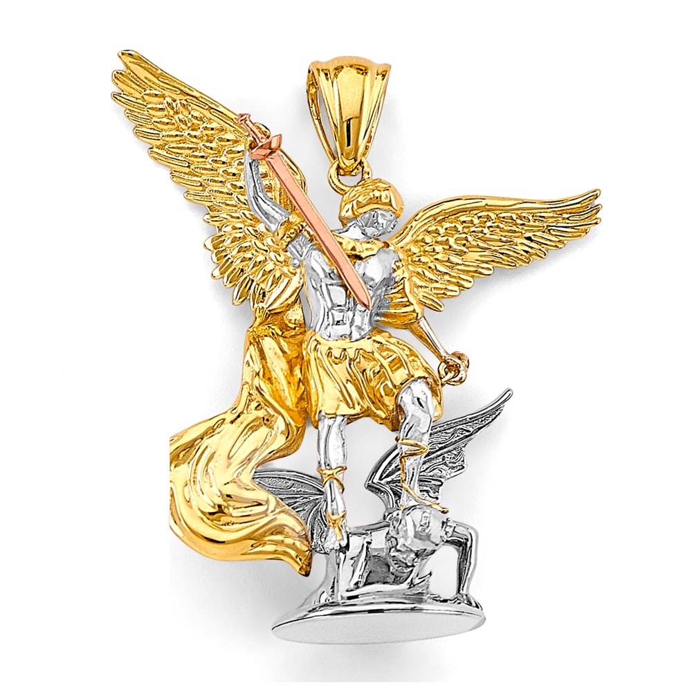 14K 3C ST. MICHAEL 3D PENDANT (1 of 4)