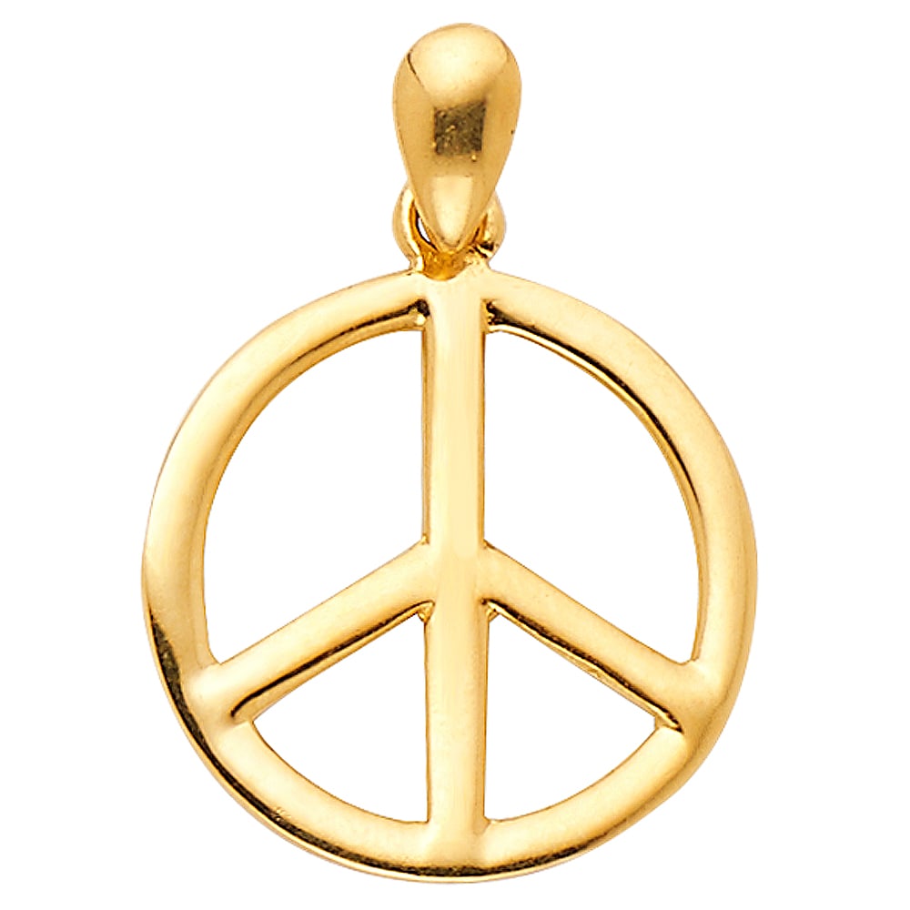 14KY PEACE PENDANT: 14KY Peace Pendant Type: Pendant Material Type: 14k Gold Material Color: Yellow Avg. Weight: 0.49 Gr. Size: Height : 15 mm,Width : 15 mm Accessories: None Notice: When purchasing pre-owned