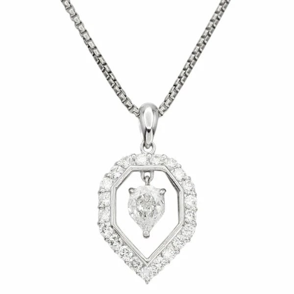 PLATINUM DANCING DIAMOND NECKLACE: Platinum Dancing Diamond Necklace Brand: Unbranded Type/Style: Necklace Material: Pt950 Color: PT Size: Size Length: approx. 43cm Top: approx. W14mm x H18mm * Regarding the size, there may be an of ab
