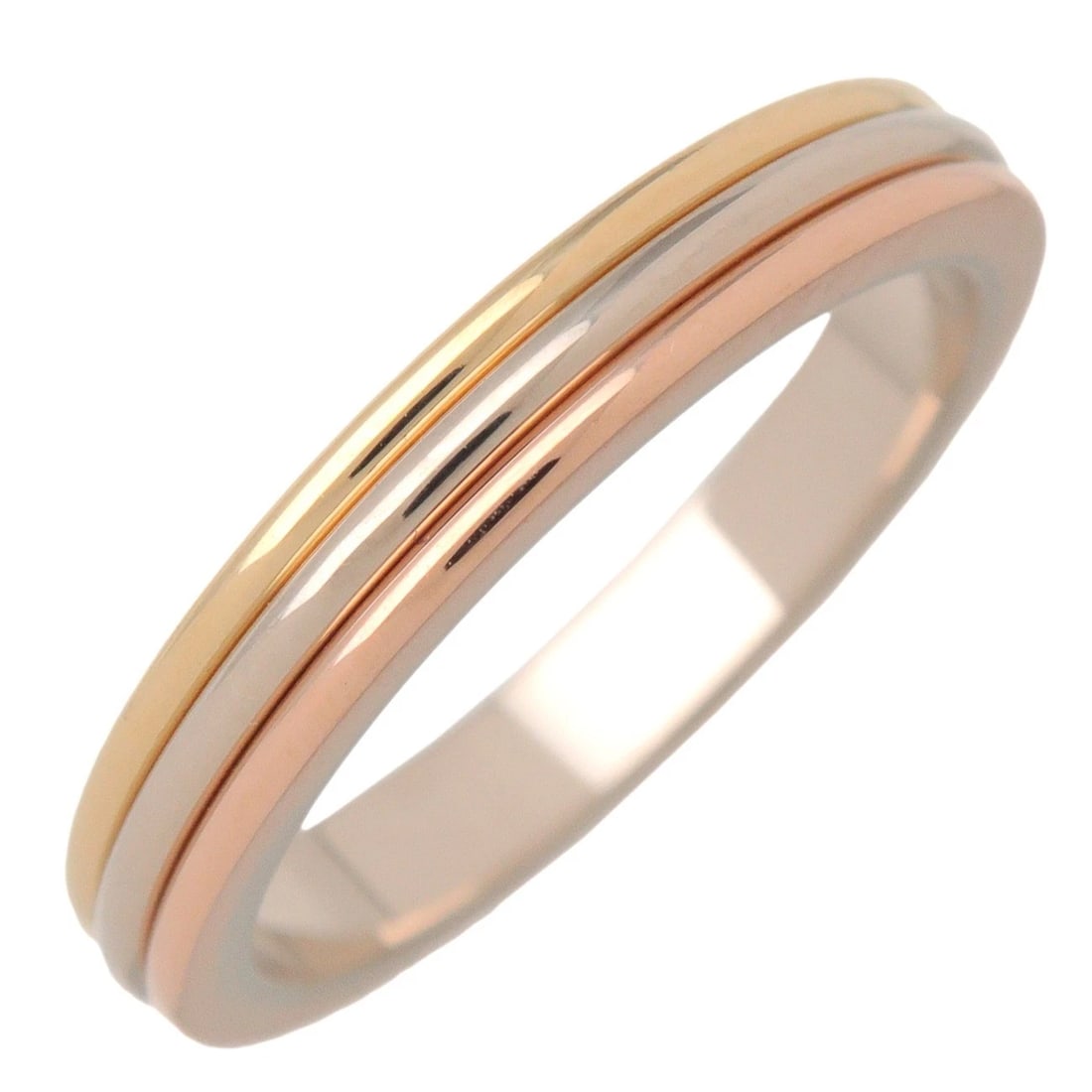 CARTIER VENDOME THREE COLOR RING 18K YG/PG/WG: Cartier Vendome Three Color Ring 18K YG/PG/WG Brand: Cartier Type/Style: Ring Material: 18K YG/PG/WG Color: YG/PG/WG Size: 4 US Accessories: None Accessories Notice: When purchasing pre-ow