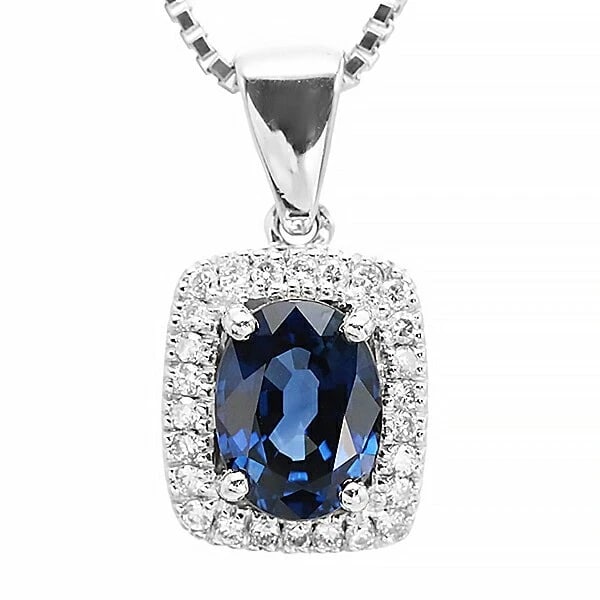 PLATINUM SAPPHIRE DIAMOND NECKLACE: Platinum Sapphire Diamond Necklace Brand: Unbranded Type/Style: Necklace Material: Pt850, Main Stone Sapphire Color: PT Size: Size Length: Approx. 40cm Top: Approximately W10mm x H11mm (excluding Vati