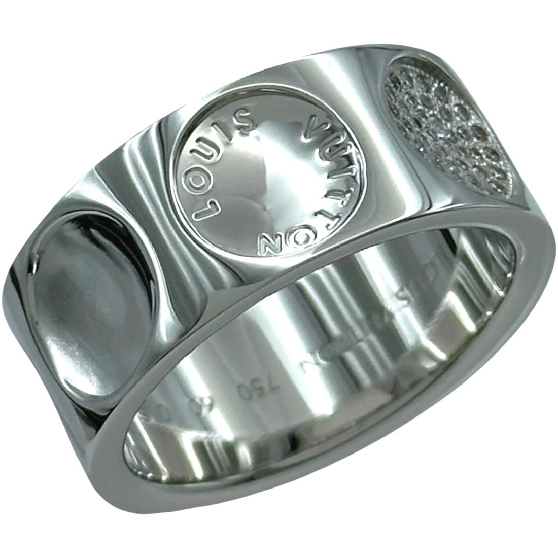 LOUIS VUITTON GRANDBERG EMPREIND RING 18K WG: Louis Vuitton Grandberg Empreind Ring 18K WG Brand: Louis Vuitton Type/Style: Ring Material: 18K WG Color: WG Size: 9.5 US Accessories: None Accessories Notice: When purchasing pre-owned goods,