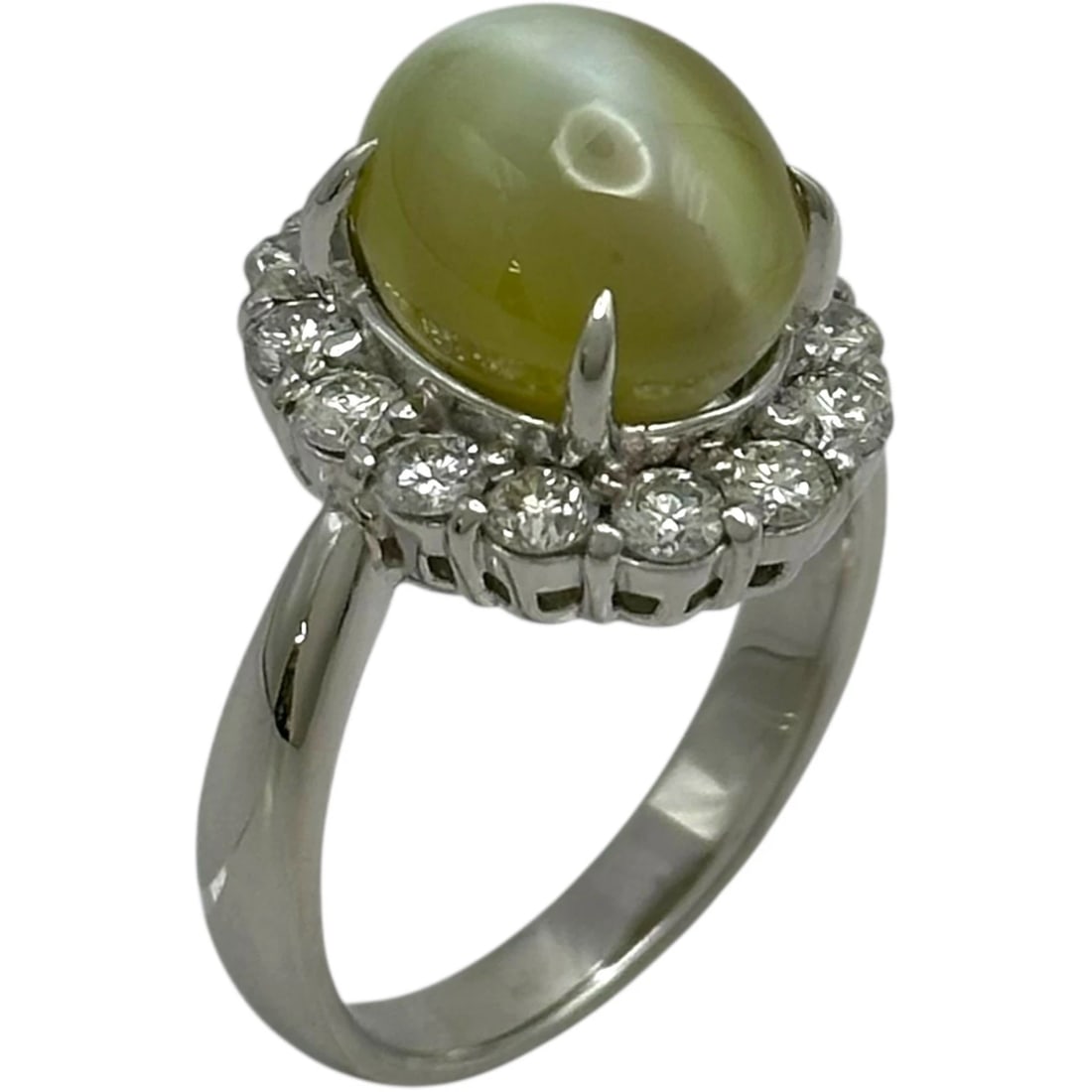 CHRYSOBERYL CAT EYE RING PLATINUM PT900 JEWELRY (1 of 5)