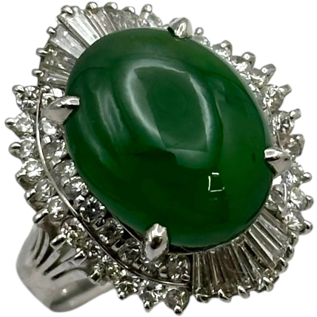JADE RING PLATINUM PT900 DIAMOND JEWELRY (1 of 4)
