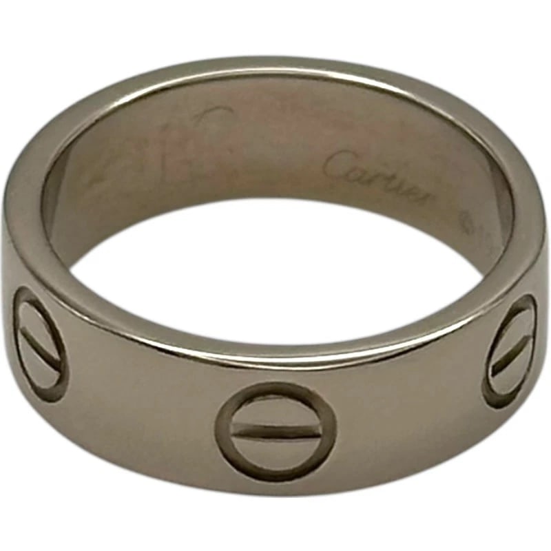 CARTIER LOVE RING WHITE GOLD 18K JEWELRY: Cartier Love Ring White Gold 18K Jewelry Brand: Cartier Type/Style: Ring Material: 18K WG Color: WG Size: 5 US Accessories: None Accessories Notice: When purchasing pre-owned goods, please refer to