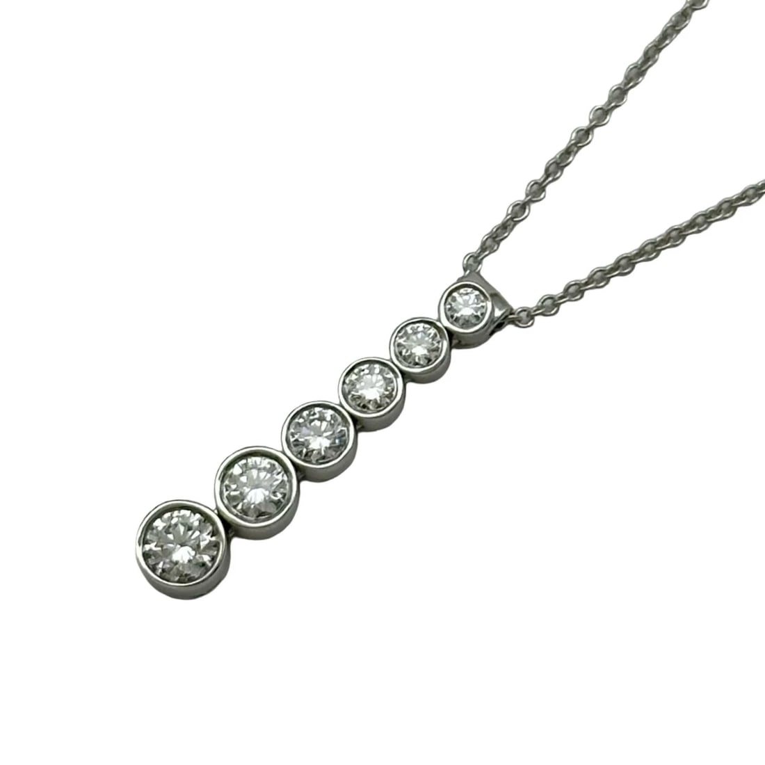 TIFFANY & CO. JAZZ GRADUATED DROP NECKLACE JEWELRY: Tiffany & Co. Jazz Graduated Drop Necklace Jewelry Brand: Tiffany & Co. Type/Style: Necklace Material: Pt950 Color: PT Size: Size Height: approx. 23.0mm Width: approx. 4.6mm Total length: approx. 40.7