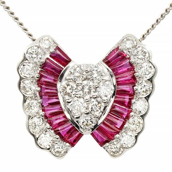 PLATINUM BUTTERFLY MOTIF RUBY DIAMOND NECKLACE (1 of 5)