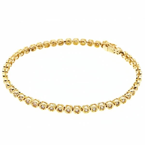 18K YG DIAMOND TENNIS BRACELET (1 of 2)