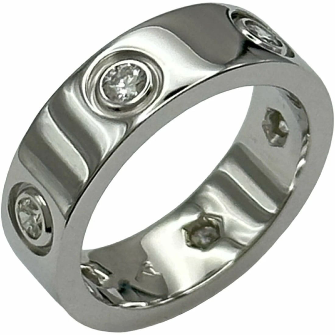 CARTIER LOVE RING FULL DIAMOND WHITE GOLD 18K DIAMOND JEWELRY: Cartier Love Ring Full Diamond White Gold 18K Diamond Jewelry Brand: Cartier Type/Style: Ring Material: 18K WG Color: WG Size: 5 US Accessories: None Accessories Notice: When purchasing pr