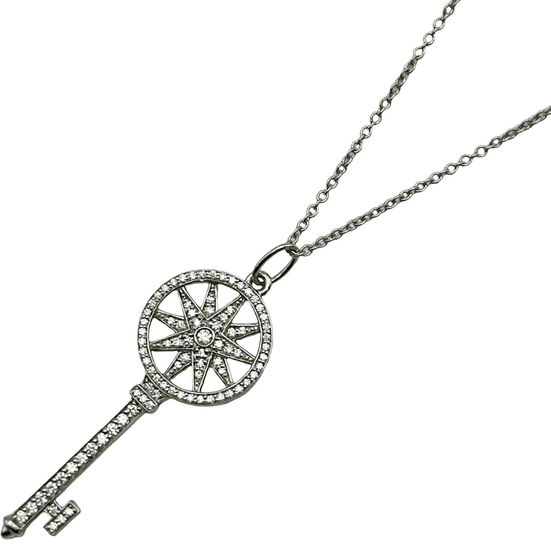 TIFFANY & CO. ROUND STARKEY NECKLACE PLATINUM PT950: Tiffany & Co. Round Starkey Necklace Platinum Pt950 Brand: Tiffany & Co. Type/Style: Necklace Material: Pt950 Color: PT Size: Size Height: approx. 35.4mm Width: approx. 13.0mm Chain length: approx. 46