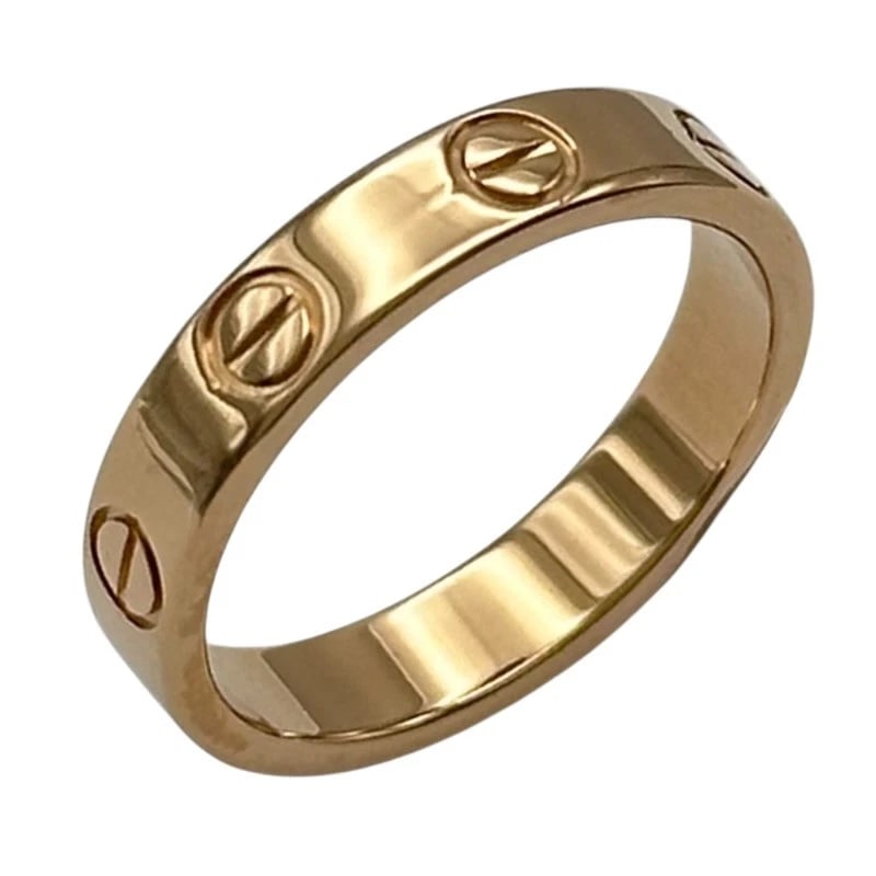 CARTIER MINI LOVE RING PINK GOLD 18K JEWELRY: Cartier Mini Love Ring Pink Gold 18K Jewelry Brand: Cartier Type/Style: Ring Material: 18K PG Color: PG Size: 4.5 US Accessories: None Accessories Notice: When purchasing pre-owned goods,
