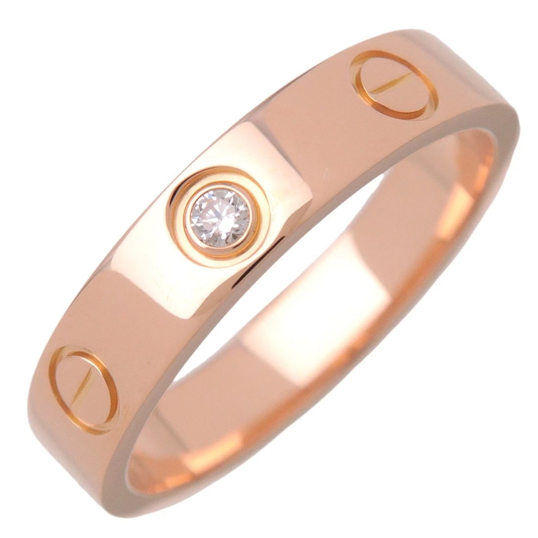 CARTIER MINI LOVE DIAMOND RING 18K PINK GOLD US SIZE: Cartier Mini Love Diamond Ring 18K Pink Gold Us Size Brand: Cartier Type/Style: Ring Material: 18K PG Color: PG Size: 5.25 US Accessories: None Accessories Notice: When purchasing pre-owne