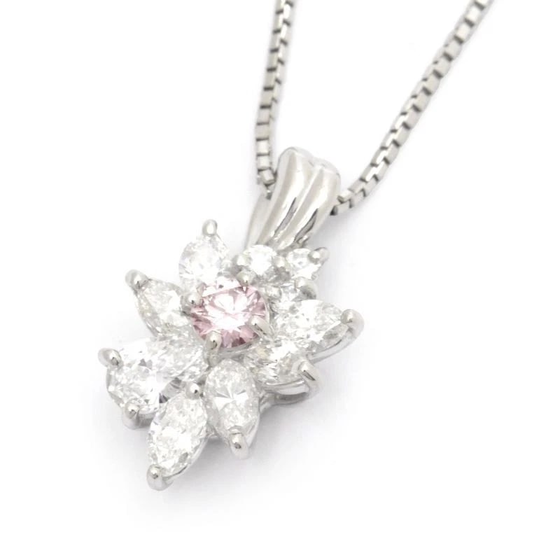 NATURAL PINK DIAMOND PENDANT DIAMOND NECKLACE: Natural Pink Diamond Pendant Diamond Necklace Brand: Unbranded Type/Style: Pendant Material: Pt900/850 Color: PT Size: Size Effective length 37cm/39.5cm Chain width 0.7mm Motif 10.5mm x 17.2mm (includ