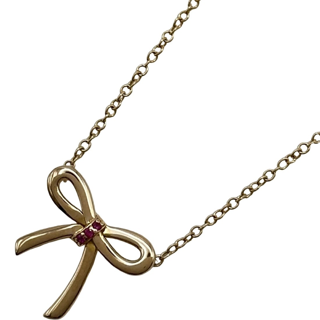 TIFFANY & CO. BOW RIBBON NECKLACE JAPAN LIMITED: Tiffany & Co. Bow Ribbon Necklace Japan Limited Brand: Tiffany & Co. Type/Style: Necklace Material: 18K PG Color: PG Size: Size Height: approx. 13.2mm Width: approx. 14.5mm Chain length: approx. 40cm 