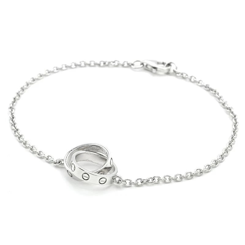 CARTIER BABY LOVE CHAIN BRACELET 18K GOLD WHITE: Cartier Baby Love Chain Bracelet 18K Gold White Brand: Cartier Type/Style: Bracelet Material: K18 WG Color: WG Size: Size Inner circumference approx. 17cm Chain width 1.9mm Motif 11.3mm x 9.7mm (per