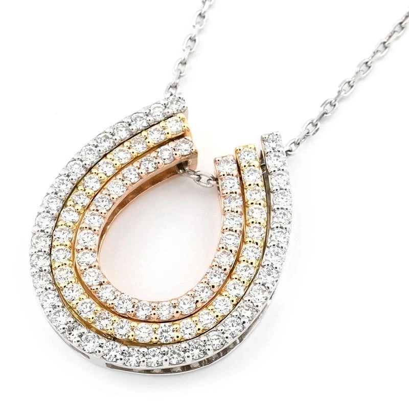 NATURAL DIAMOND NECKLACE 18K YG/PG PT900/850: Natural Diamond Necklace 18K YG/PG Pt900/850 Brand: Unbranded Type/Style: Necklace Material: 18K YG/PG Pt900/850, Main Stone Natural Diamond Color: YG PG PT Size: Size Effective length 50cm (free