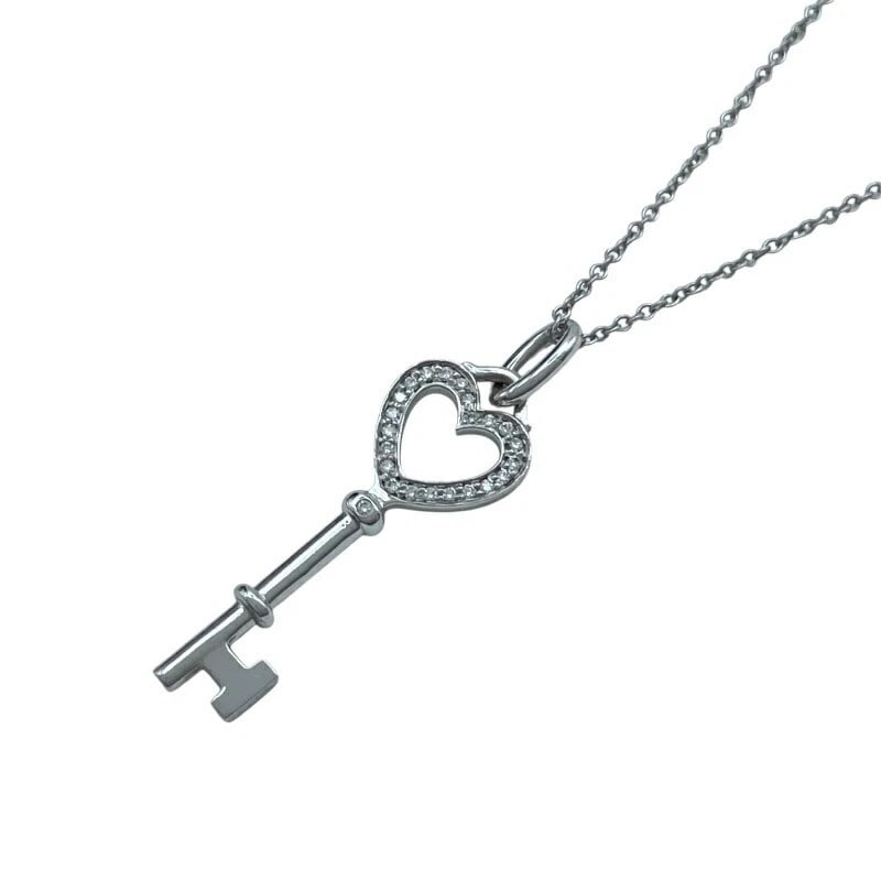 TIFFANY & CO. HEART KEY NECKLACE WHITE GOLD 750 JEWELRY: Tiffany & Co. Heart Key Necklace White Gold 750 Jewelry Brand: Tiffany & Co. Type/Style: Necklace Material: 18K WG Color: WG Size: Size Height: approx. 26.8mm Width: approx. 9.3mm Chain length: approx