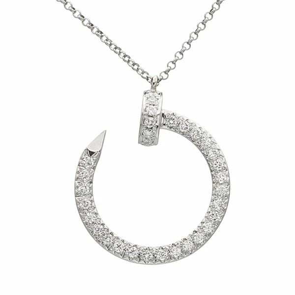 18K WG SCREW MOTIF DIAMOND SLIDE CHAIN NECKLACE: 18K WG Screw Motif Diamond Slide Chain Necklace Brand: Unbranded Type/Style: Necklace Material: 18K WG Color: WG Size: Size Length: approx. 45cm Top: approx. W19mm x H21mm * Regarding the size, there