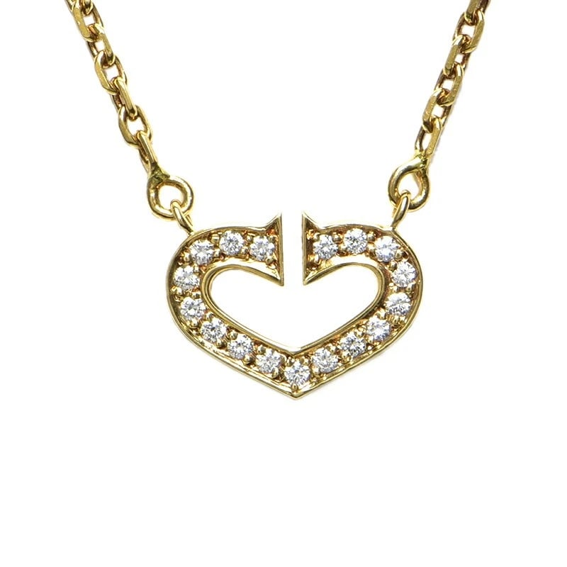 CARTIER C HEART NECKLACE 18K YG DIAMOND: Cartier C Heart Necklace 18K YG Diamond Brand: Cartier Type/Style: Necklace Material: 18K YG Color: YG Size: Size Effective length 40cm Chain width 1.4mm Motif approx. 12.3mm x 9.7mm (including Vatica