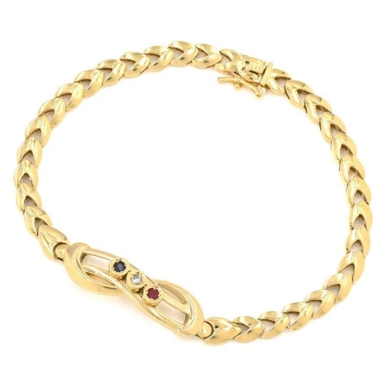 NATURAL DIAMOND BRACELET: Natural Diamond Bracelet Brand: Unbranded Type/Style: Bracelet Material: 18K YG, Main Stone Natural Diamond Color: YG Size: Size Inner circumference 17.5cm Chain width 4.7mm Motif 32.1mm x 9.8mm A