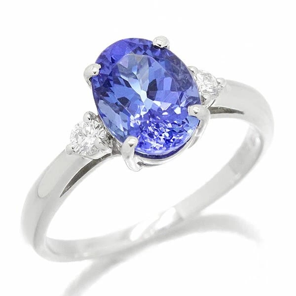 PLATINUM TANZANITE & DIAMOND RING: Platinum Tanzanite & Diamond Ring Brand: Unbranded Type/Style: Ring Material: Pt900 Color: PT Size: 7 US Accessories: None Accessories Notice: When purchasing pre-owned goods, please refer