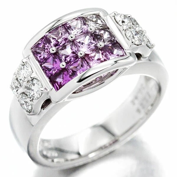 JEUNET 18K WG PINK SAPPHIRE DIAMOND RING (1 of 5)