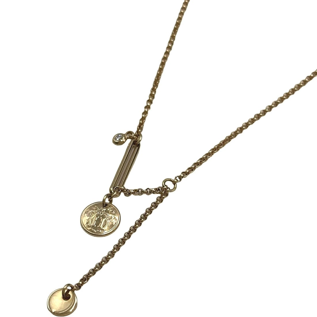 HERMES ECRIBRIS NECKLACE TPM PINK GOLD AU750 DIAMOND JEWELRY: Hermes Ecribris Necklace Tpm Pink Gold Au750 Diamond Jewelry Brand: Hermes Type/Style: Necklace Material: 18K PG Color: PG Size: Size Height: approx. 2.8mm Width: approx. 2.8mm Total length: approx. 4
