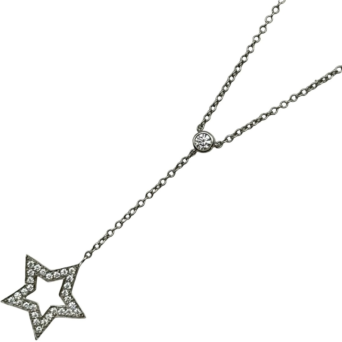 TIFFANY & CO. STAR SINGLE DROP NECKLACE: Tiffany & Co. Star Single Drop Necklace Brand: Tiffany & Co. Type/Style: Necklace Material: Pt950 Color: PT Size: Size Height: approx. 37.5mm Width: approx. 12.6mm Chain length: approx. 42cm Acces
