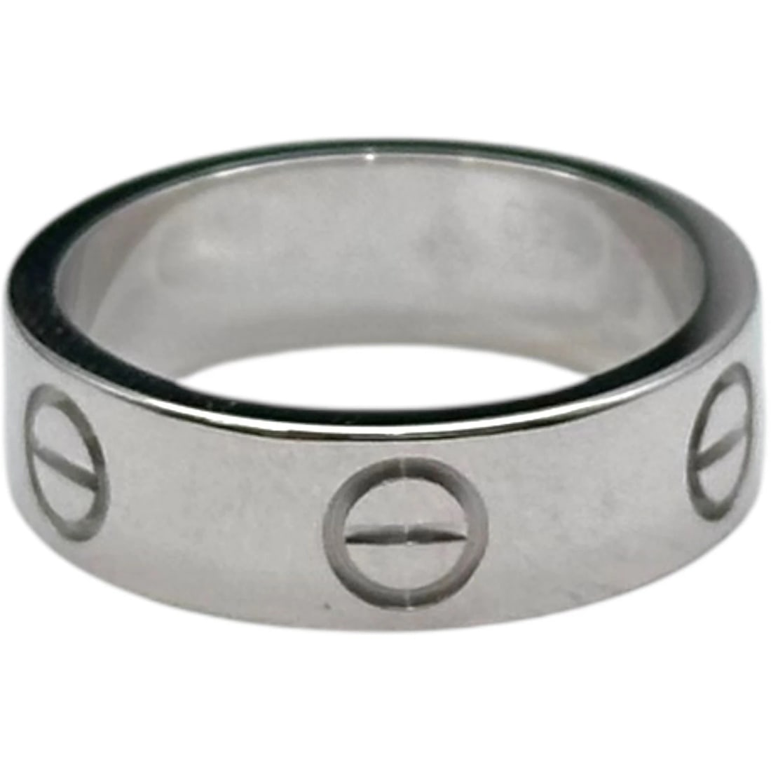 CARTIER LOVE RING WHITE GOLD 18K JEWELRY: Cartier Love Ring White Gold 18K Jewelry Brand: Cartier Type/Style: Ring Material: 18K WG Color: WG Size: 5 US Accessories: None Accessories Notice: When purchasing pre-owned goods, please