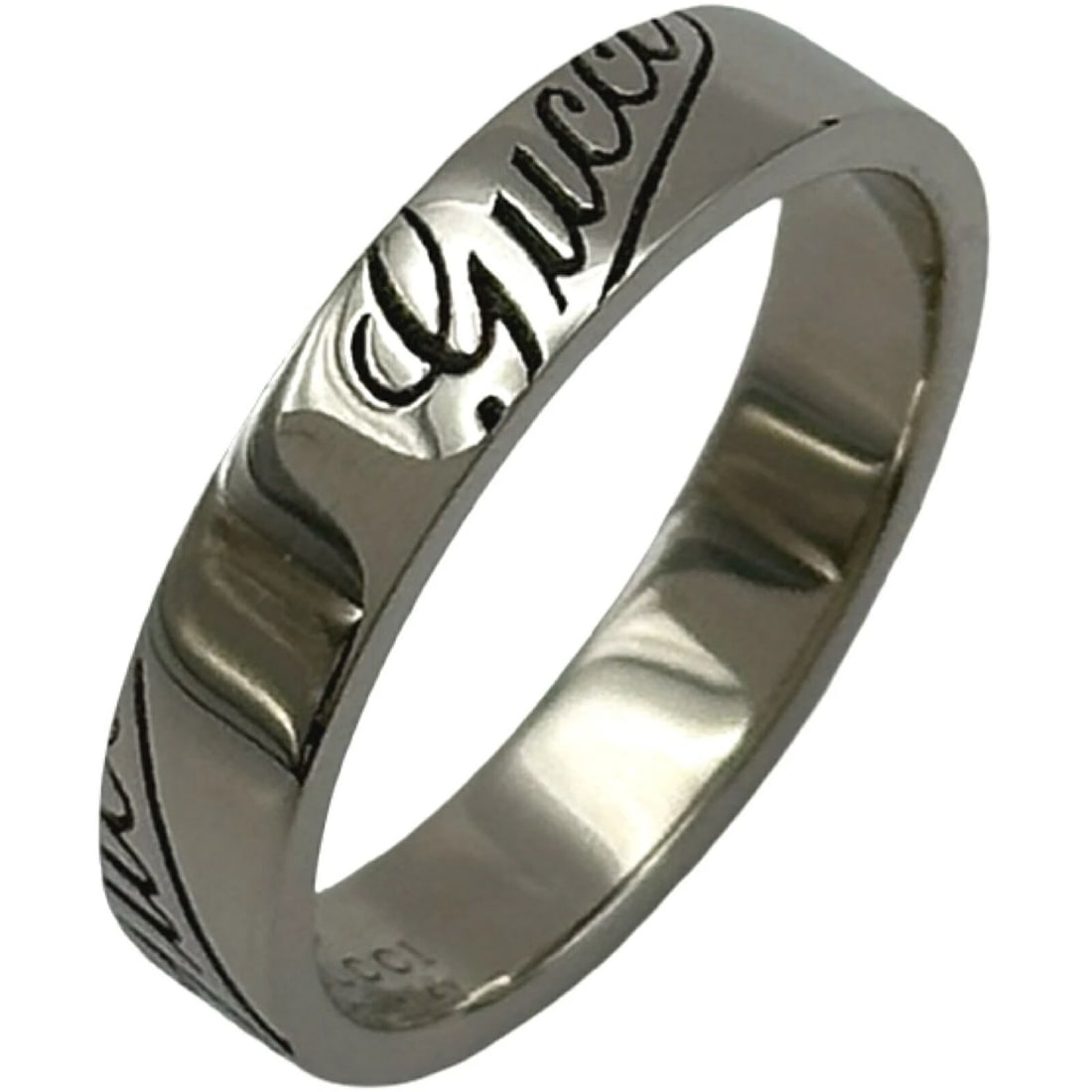 GUCCI LOGO RING WHITE GOLD 18K: Gucci Logo Ring White Gold 18K Brand: Gucci Type/Style: Ring Material: K18 WG Color: WG Size: 5 US Accessories: None Accessories Notice: When purchasing pre-owned goods, please refer to th