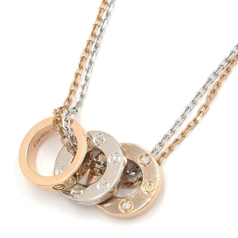 CARTIER LOVE NECKLACE 6 DIAMONDS: Cartier Love necklace 6 diamonds Brand: Cartier Type/Style: Necklace Material: 18K PG/WG Color: PG/WG Size: Size Effective length 38cm to 41cm Chain width 1.1mm per piece Motif diameter 10.8mm per