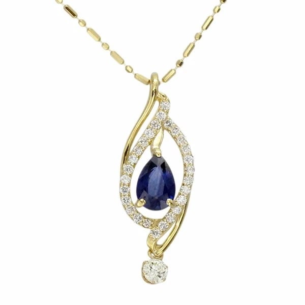 18K YG SAPPHIRE DIAMOND SLIDE CHAIN NECKLACE: 18K YG Sapphire Diamond Slide Chain Necklace Brand: Unbranded Type/Style: Necklace Material: 18K YG, Main Stone Sapphire Color: YG Size: Size Length: approx. 45cm Top: approx. W8.5mm x H24mm *