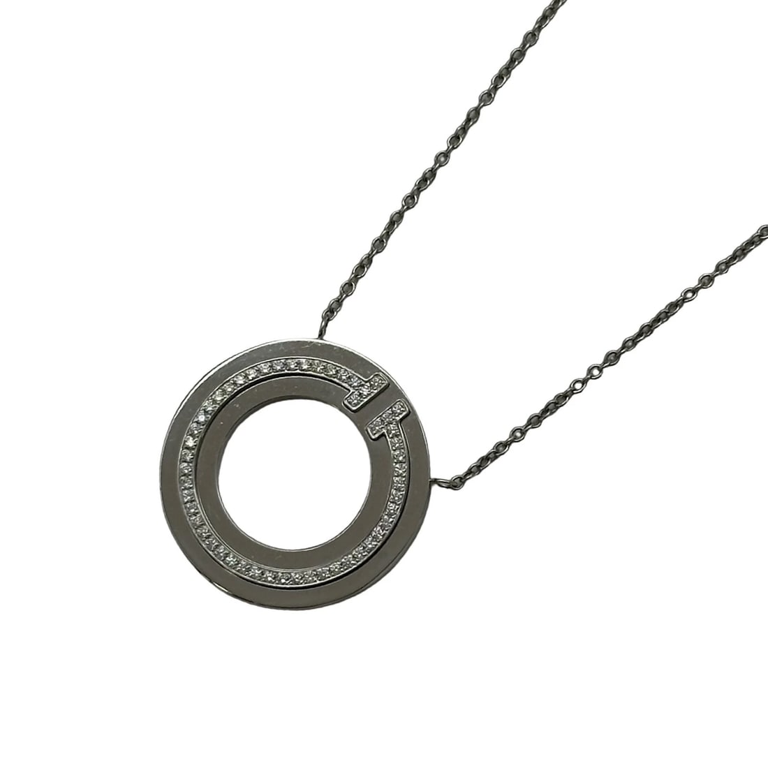 TIFFANY & CO. TTWO CIRCLE DIAMOND NECKLACE WG AU750 JEWELRY: Tiffany & Co. Ttwo Circle Diamond Necklace WG Au750 Jewelry Brand: Tiffany & Co. Type/Style: Necklace Material: 18K WG Color: WG Size: Size Height: approx. 20.3mm Width: approx. 20.3mm Total length: