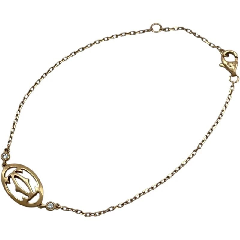 CARTIER LOGO DOUBLE DIAMOND BRACELET PINK GOLD (1 of 5)
