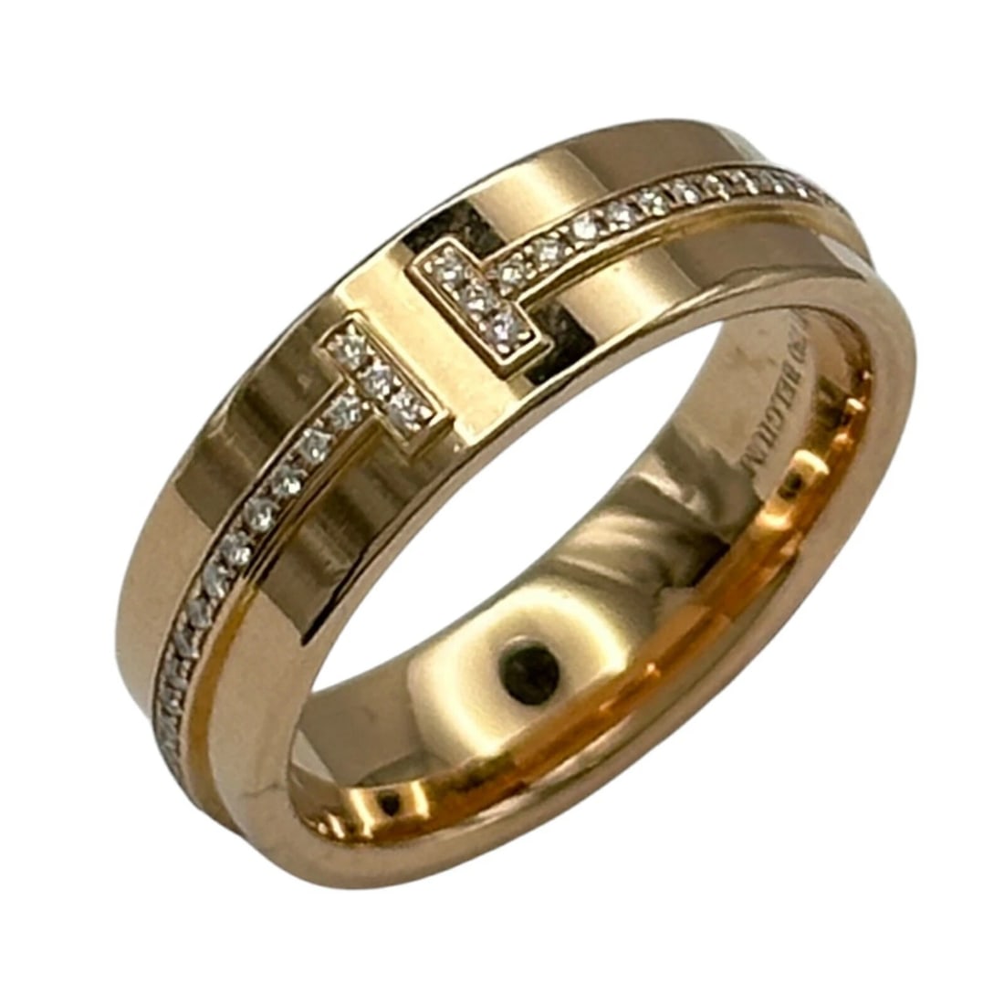 TIFFANY & CO. T NARROW DIAMOND RING PINK GOLD 18K JEWELRY: Tiffany & Co. T Narrow Diamond Ring Pink Gold 18K Jewelry Brand: Tiffany & Co. Type/Style: Ring Material: 18K PG Color: PG Size: 5.5 US Accessories: None Accessories Notice: When purchasin