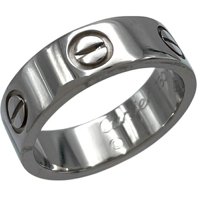 CARTIER LOVE RING WHITE GOLD 18K JEWELRY: Cartier Love Ring White Gold 18K Jewelry Brand: Cartier Type/Style: Ring Material: 18K WG Color: WG Size: 4.5 US Accessories: None Accessories Notice: When purchasing pre-owned goods, plea