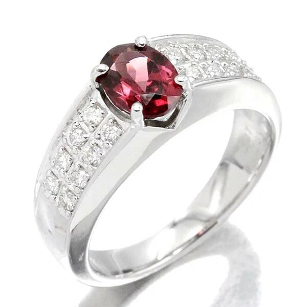 18K WG RHODOLITE GARNET DIAMOND RING (1 of 3)