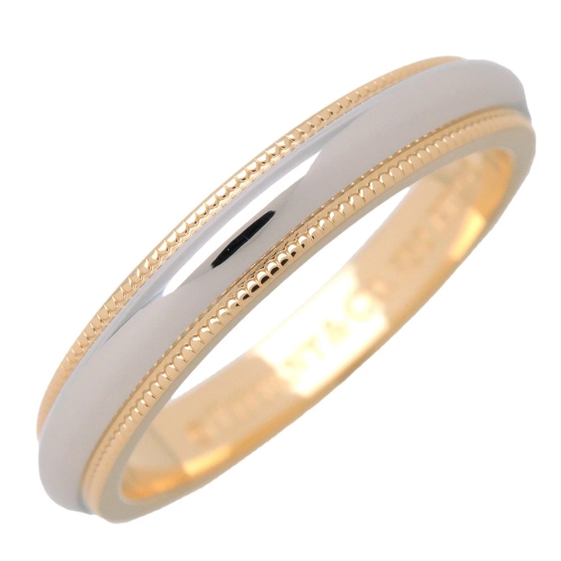 TIFFANY & CO. MILGRAIN BAND RING YELLOW GOLD: Tiffany & Co. Milgrain Band Ring Yellow Gold Brand: Tiffany & Co. Type/Style: Ring Material: Pt900 18K YG Color: PT YG Size: 7 US Accessories: None Accessories Notice: When purchasing pre-