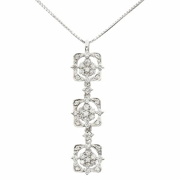 18K WG 3-ROW SWING DIAMOND SLIDE CHAIN NECKLACE: 18K WG 3-row Swing Diamond Slide Chain Necklace Brand: Unbranded Type/Style: Necklace Material: 18K WG Color: WG Size: Size Length: Approx. 45.5cm Top: approx. W10mm x H35mm * Regarding the size, ther