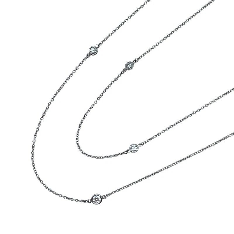 TIFFANY & CO. VISOR YARD LONG NECKLACE PT950 DIAMOND JEWELRY: Tiffany & Co. Visor Yard Long Necklace Pt950 Diamond Jewelry Brand: Tiffany & Co. Type/Style: Necklace Material: Pt950 Color: PT Size: Size Total length: Approximately 76.5cm Accessories: None