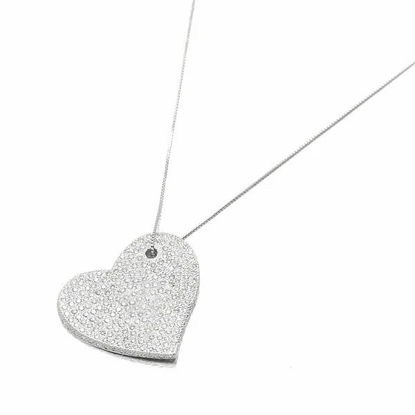 18K WG HEART MOTIF DIAMOND NECKLACE: 18K WG Heart Motif Diamond Necklace Brand: Unbranded Type/Style: Necklace Material: 18K WG Color: WG Size: Size Length: Approx. 40cm Top: approx. W25mm x H23mm * Regarding the size, there may be an of