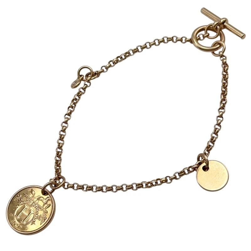 HERMES EX RIBS BRACELET PINK GOLD AU750 JEWELRY: Hermes Ex Ribs Bracelet Pink Gold Au750 Jewelry Brand: Hermes Type/Style: Bracelet Material: 18K PG Color: PG Size: Size Height: approx. 12.9mm Width: approx. 12.9mm Chain length: approx. 16cm Arm cir