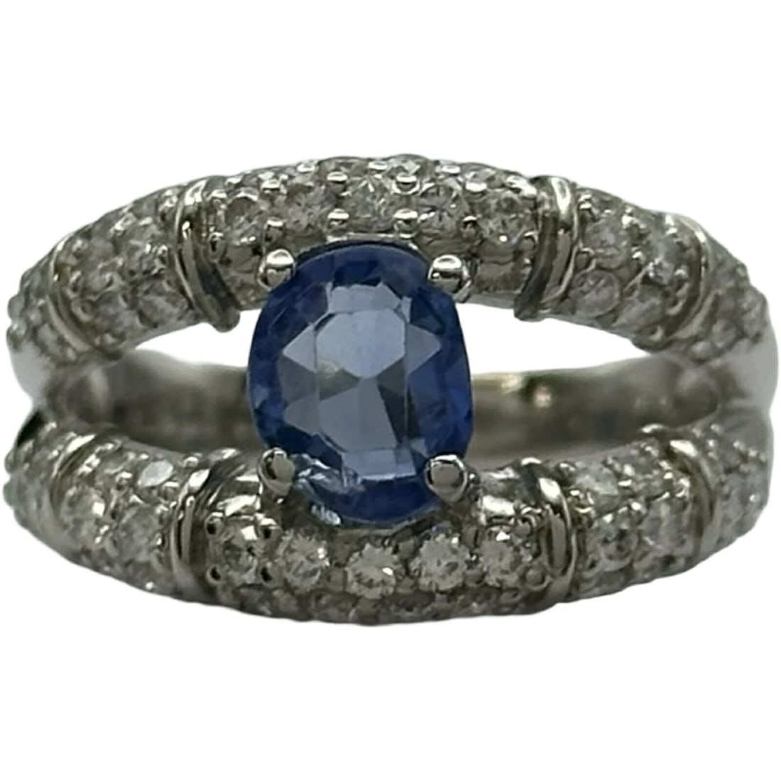SAPPHIRE NON-HEATING RING PLATINUM DIAMOND JEWELRY (1 of 5)